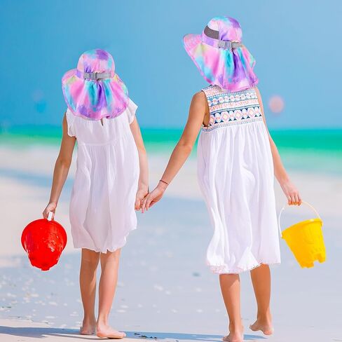 Sun Hat for Kids Girls UV Protection Unicorn Summer Hat Beach Play Hats with Neck Flap for Toddler Kids 2-9 Years in Saudi Arabia
