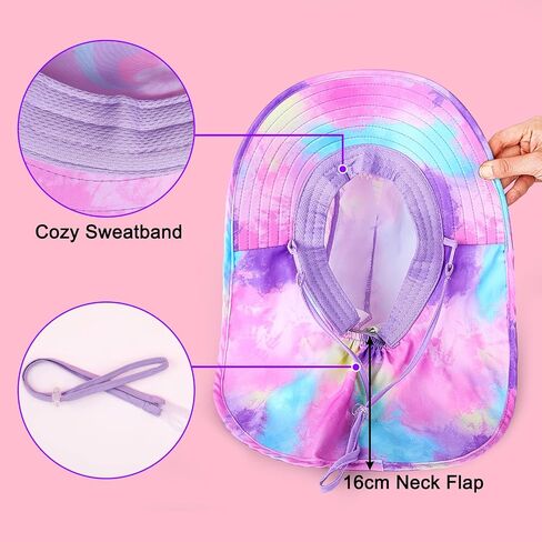 Sun Hat for Kids Girls UV Protection Unicorn Summer Hat Beach Play Hats with Neck Flap for Toddler Kids 2-9 Years in Saudi Arabia