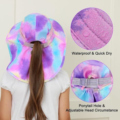 Sun Hat for Kids Girls UV Protection Unicorn Summer Hat Beach Play Hats with Neck Flap for Toddler Kids 2-9 Years in Saudi Arabia