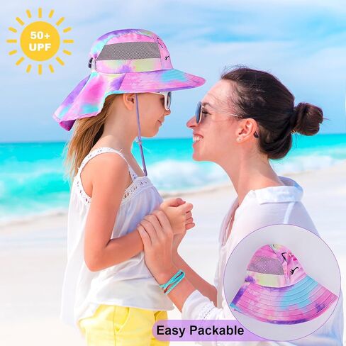Sun Hat for Kids Girls UV Protection Unicorn Summer Hat Beach Play Hats with Neck Flap for Toddler Kids 2-9 Years in Saudi Arabia