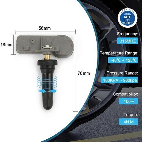 4 قطعة مستشعر نظام مراقبة ضغط الإطارات لبويك، لكاديلاك، لشفروليه، لجي إم سي، لهامر H2، لبونتياك زحل - مستشعر TMPS يستبدل 13581558 in Kuwait