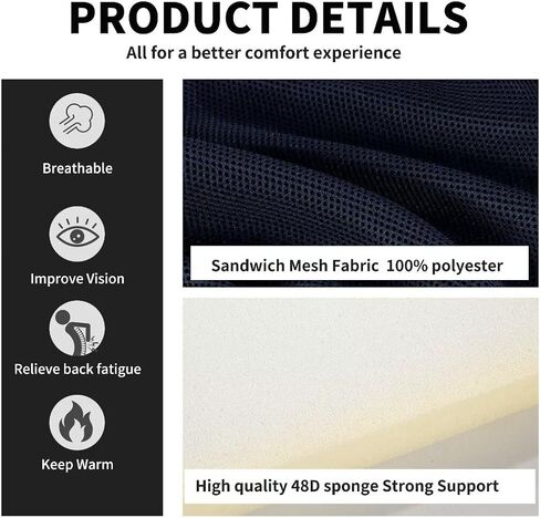 HOMBYS Adjustable Car Booster Seat for Short Drivers, 3 Heights for Different People to Raise The Height, Breathable & Supportive Car Seat Cushion Pad for Lower Back Pain Relief in Saudi Arabia