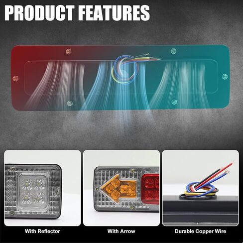 Truck Rear Tail Lights, 24V LED Trailer Tail Brake Lights with Arrow Rear Turn Signals/Reversing Running Lights for Flatbed Trucks Trailers Tractor RV in Saudi Arabia