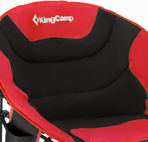 KingCamp Foldable Saucer Moon Lounge Chair with Cupholder Storage Pocket for Indoor Home or Outdoor Camping and Tailgating Use, Black/Red in Kuwait