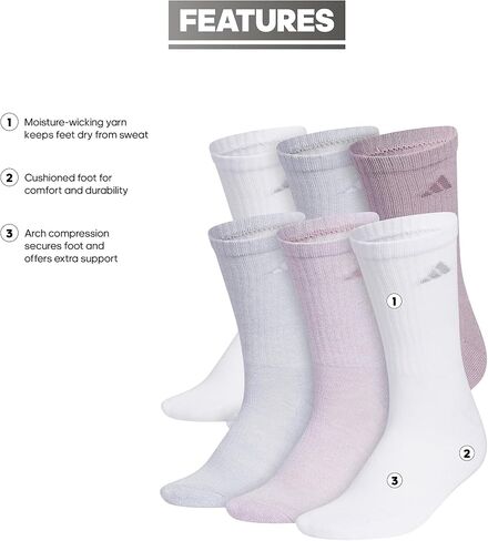 adidas Women's Athletic Cushioned 6-pack Crew in Saudi Arabia
