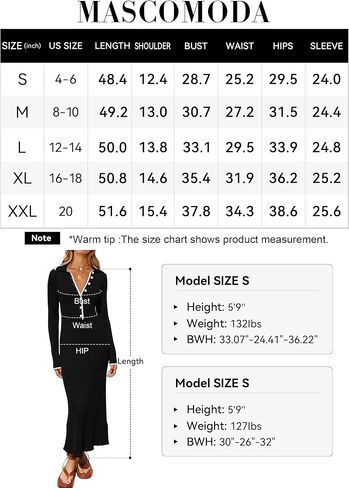 MASCOMODA Women Fall Long Sleeve V Neck Sweater Dress Casual Lapel Button Up Slim Fit Ribbed Knit Long Maxi Dresses in Saudi Arabia