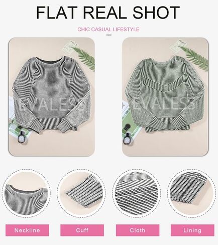 EVALESS Striped Sweaters for Women Boat Neck Batwing Sleeve Oversized Pullover Sweater Tops Womens Fall Clothes Outfits in Saudi Arabia