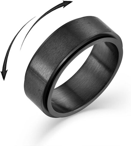 Fidget Spinner Ring for Men Stainless Steels Black Mens Anxiety Rings Relieving Fit for Daily Wear in Kuwait