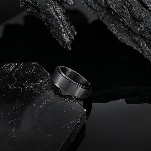 Fidget Spinner Ring for Men Stainless Steels Black Mens Anxiety Rings Relieving Fit for Daily Wear in Kuwait