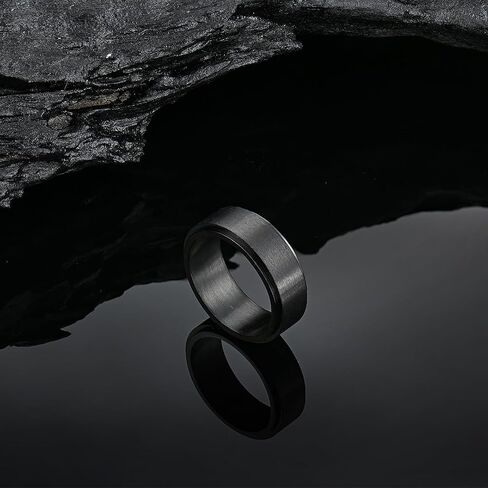 Fidget Spinner Ring for Men Stainless Steels Black Mens Anxiety Rings Relieving Fit for Daily Wear in Kuwait