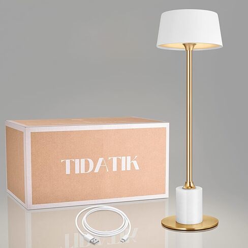 Cordless Table Lamp, Rechargeable and Battery Operated, Powered by 2000mAh Battery, 18-Hour Run Time, Dimmable,Black and Gold Lamp for Bedroom, Kitchen, Restaurant, Buffet and Cafe in Saudi Arabia