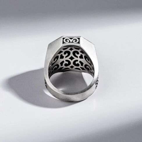 Cross Signet Mens Ring，S925 Sterling Silver Unique Faith Christian Ring Vintage Religious Cross Ring Silver Catholic Jewelry Gifts for Men Dad Boy Husband in Saudi Arabia