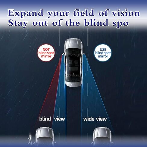 2 حزمة مرآة النقطة العمياء، 2 في 1 قابلة للتعديل مرآة جانبية للسيارة، مرآة جانبية للمطر، مرآة جانبية للنقطة العمياء، ملحقات مرآة الرؤية الخلفية، للسيارات وسيارات الدفع الرباعي والشاحنات in Kuwait