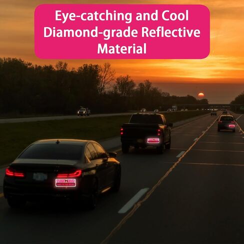 2pcs Magnetic Reflective Bumper Sticker, Thanks for Your Patience Student Driver Sign Reflective Car Decal for New Student Drivers, Medium, Pink, White, Black in Saudi Arabia