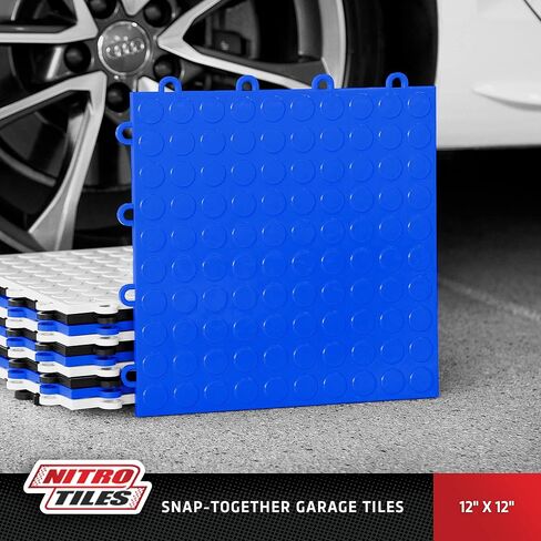 FlooringInc's Nitro 12"x12" Snap-Together Garage Flooring Tiles, Non-Slip Interlocking Plastic Garage Floor Mat, Garage Organization & Garage Storage, Coin Pattern, Gunmetal, 52 Tiles, 52 Sq/Ft in Kuwait