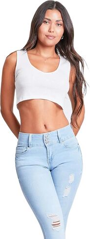 YMI Womens 3-Button High-Rise Skinny Jean Made with Recycled Fibers in Kuwait