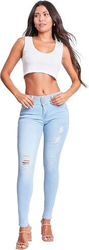 YMI Womens 3-Button High-Rise Skinny Jean Made with Recycled Fibers in Kuwait