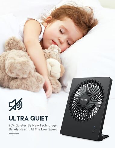 Zuvas Desk Fan Battery Operated Rechargeable 180°Tilt Folding Personal Ultra Quiet Small Portable Fan Beige in Kuwait