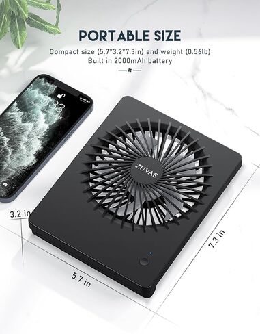 Zuvas Desk Fan Battery Operated Rechargeable 180°Tilt Folding Personal Ultra Quiet Small Portable Fan Beige in Kuwait