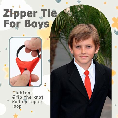 Boys Tie, Black Tie for Boys 8 10 12 Years, Pre-tied Zipper Kids Necktie for School Uniforms Graduation in Saudi Arabia