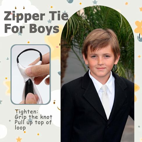 Boys Tie, Black Tie for Boys 8 10 12 Years, Pre-tied Zipper Kids Necktie for School Uniforms Graduation in Saudi Arabia