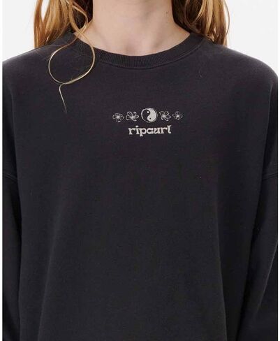 مجموعة Rip Curl Girl's Cosmic Paradise Crew (الأطفال الكبار) باللون الأسود المغسول 10 (الأطفال الكبار) in Saudi Arabia