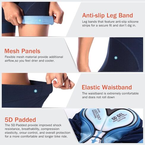 Padded Biker Shorts Women Cycling Shorts with 5D Gel Padding High Waisted Athletic Shorts Mountain and Road Bike in Kuwait