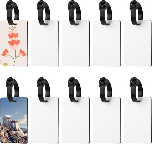 10pcs Blank Sublimation Luggage Tags, Double Sided MDF Suitcase Label Tag White Blank Backpack Travel Bag Baggage Tags Sublimation Name Tags for Quickly Spot Luggage Suitcase in Saudi Arabia