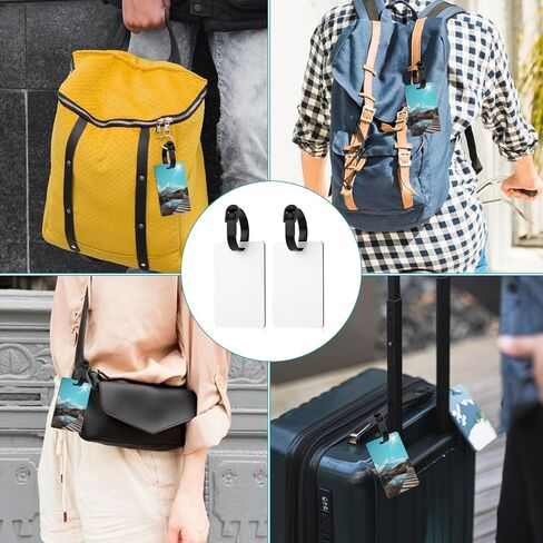 10pcs Blank Sublimation Luggage Tags, Double Sided MDF Suitcase Label Tag White Blank Backpack Travel Bag Baggage Tags Sublimation Name Tags for Quickly Spot Luggage Suitcase in Saudi Arabia