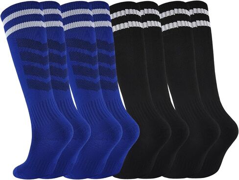 Kids Soccer Socks Boys Girls Football Socks Cushioned Athletic Socks Youth Baseball Socks Striped Knee High Socks in Saudi Arabia