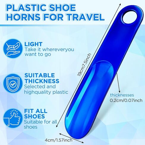 2PCS Plastic Shoe Horn for kids 7.5 Inch, Small Shoe Horn Travel Size for Mens Women(Pale Blue/Red-orange) in Saudi Arabia