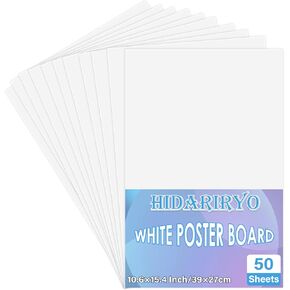50 Pcs White Poster Board, 10.6x15.4 in White Poster Paper, Thickening Poster Board Bulk, Posterboard for School Supplies, DIY, Drawing