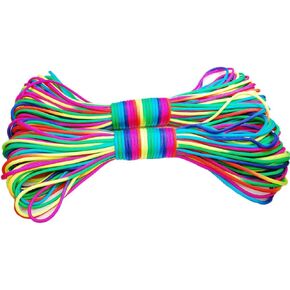 Colorful Rainbow Paracord Cord Rope Type III 7 Strand Parachute 550 Cord Bracelet – Available in 10ft 20ft 50ft 101ft 328ft (101ft (31M))