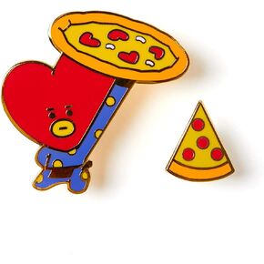 BT21 Bite Collection TATA Character Cute Enamel Lapel Pins Brooch Badge for Backpacks, 2 pcs, Red