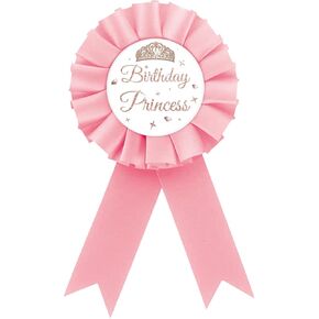 Birthday Princess Tinplate Badge Pin, Rose Gold Crown Birthday Girl Button Pin, Pink Rosette Birthday Badge Pin for Girl, Brooch Buttons for Girl's Birthday Party, Happy Birthday Award Badge Pin for Baby Girl