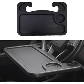 Car Steering Wheel Desk, Multipurpose Steering Wheel Trays, Double-Sided Car Seat Stand Trays for Laptop and Eating, Travel Car Accessories Fits Most Vehicles Steering Wheel (Black)
