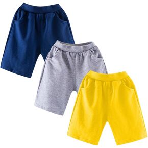 3 Pack Thick Cotton Toddler Boys Kids Shorts Sport Jogger Shorts Kids Summer Shorts with Pockets