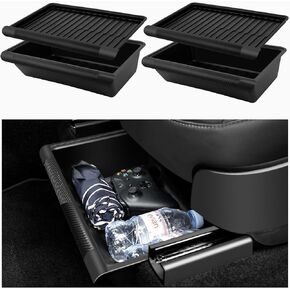 2-Pack Under Seat Organizer for Tesla Model Y (2020, 2021, 2022, 2023, 2024) Hidden Storage Boxes with Lids, Maximize Space, Easy Installation, Durable & Rugged