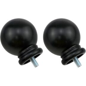 Black Plastic Drapery Pole Ball End Curtain Rod Finial Curtain Rod Finial End For Curtains Offices Living Rooms (Black) 2PCS