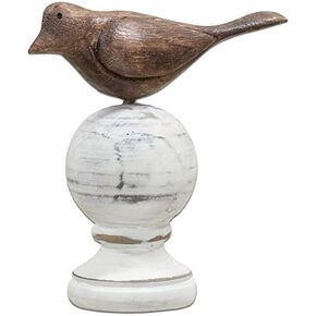 CWI Gifts 2"x5" Wood Carved Bird Finial Table Top, Multi