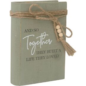 and So Together They Built A Life They Loved Decorative Book, Faux Books with Wood Bead Garland, Book Decorations for Living Room,Bookshelf, Coffee Table, Book Lovers Gifts, 4.5" W x 6.5" H
