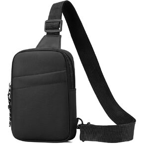 Crossbody Bag for Men Women Trendy, Small Sling Bag Fanny Packs, Black Chest Bag Cross Body Purse Travel Essentials