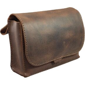 Hide & Drink, Squared Waist Bag, Fanny Pack, Phone & Wallet Holder, Travel Accessories, Full Grain Leather, Handmade, Bourbon Brown