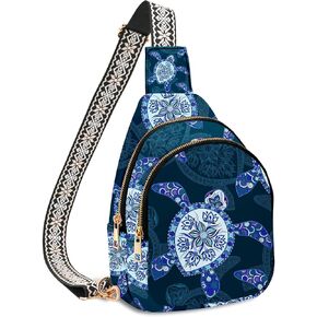 Tiger Small Leather Sling Bag for Women Crossbody Fanny Pack Travel Casual Chest Bag with Adjustable Strap