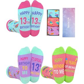 3 Pairs 13th Birthday Socks Gifts for Girls Boys 13 Year Old Girls Gift Ideas Funny 13 Years Old Gifts Officially Thirteen Birthday Socks Gifts