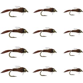 Fly Fishing Flies | Bead Head Pheasant Tail Nymph Flies | 12pc Trout Flies and Bass Flies | Flies for Fly Fishing | Fly Fishing Assortment