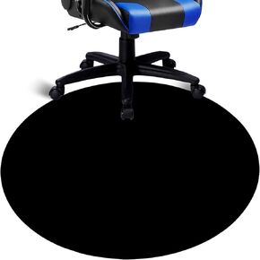 Custom Round Desk Chair Mat for Hard Floor & Tile, Personalized with Photo Text Logo Office Chair Mat for Rolling Chairs Large Anti-Slip Computer Chair Mat Rug for Office, 36" Diameter, Black