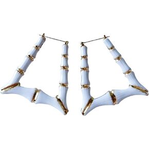 Hip Hop Punk Gold Color Trapezoid U-shaped Enamel Bamboo Earrings 5 Tone