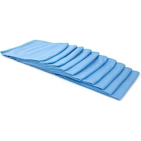 Bulk Pack [Smooth Glass] Microfiber Window, Mirror and Glass Towel (16"x16") - 10 Pack (Blue)