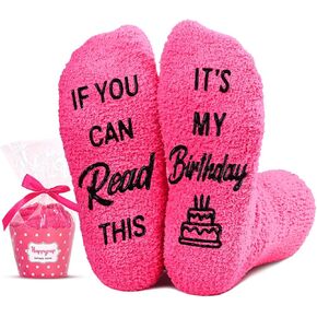 HAPPYPOP Birthday Gifts Ideas for Girls - Socks for 7-9 Year Old Big Kids, Crazy Silly Funny Socks for Kids, Gifts for Daughter Niece, Fuzzy Cupcake Socks